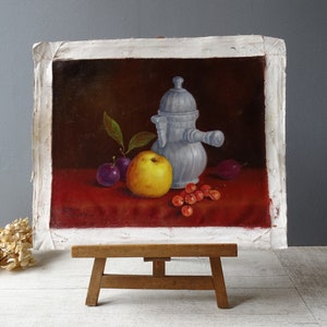 Vintage Oil on Canvas Fruits Painting ,Still Life Painting,Signed.