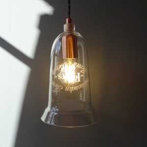 Unique Antique French 1900s  Wine Glass Filter Mounted in  Pendant Light./Antique Glass Ceiling Light./Simoneton Freres.