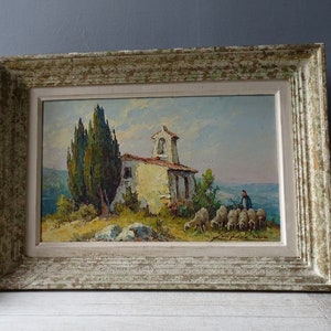 Beautiful Fortuné Car(1905/1970) Vintage French Provence Landscape Painting on Panel.Signed .