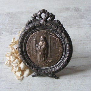 Bernadette SOUBIROUS Antique French Religious Table Frame ./Signed Ruffony/Religious Decor.