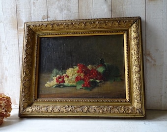 Benoît Lucien Hercule Antique Still Life with Currants/Signed ./Old Currant PAINTING.