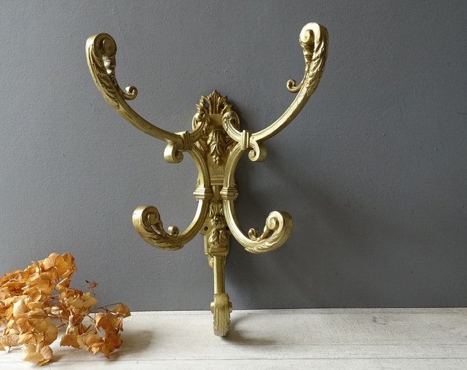 Large Antique Chateau Solid Bronze Coat Rack,coat Hook,/vintage Bronze