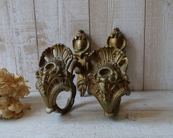 Antique Bronze  Curtain Tie Backs,/Shell Decor.