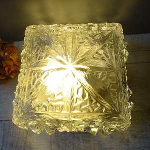 Vintage Glass  Squared Ceiling Light ,/Squared Glass Flush Mount Light./1960s.