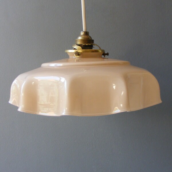 Pink Opaline Glass Ceiling Light,Antique French Opaline Light,from the 1930s