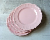 Lovely Set of 4 French Vintage  Retro Pale Pink Plates,by SALINS.