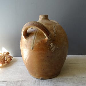 8.58&quot; Antique French  Stoneware  Jar,Pottery.Country Home Decor.