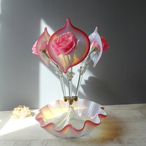 Antique Victorian Pink Glass Epergne Table Centrepiece ./Cranberry Glass Epergne Vase./19th Century. image 1