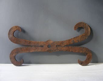 Antique French Large Wrought Iron House Wall Cross ,Antique Iron cross.1800s.