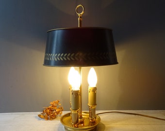 French Antique Brass Bouillotte Lamp,/3 Lights/Desk Lamp,/Library Lamp.