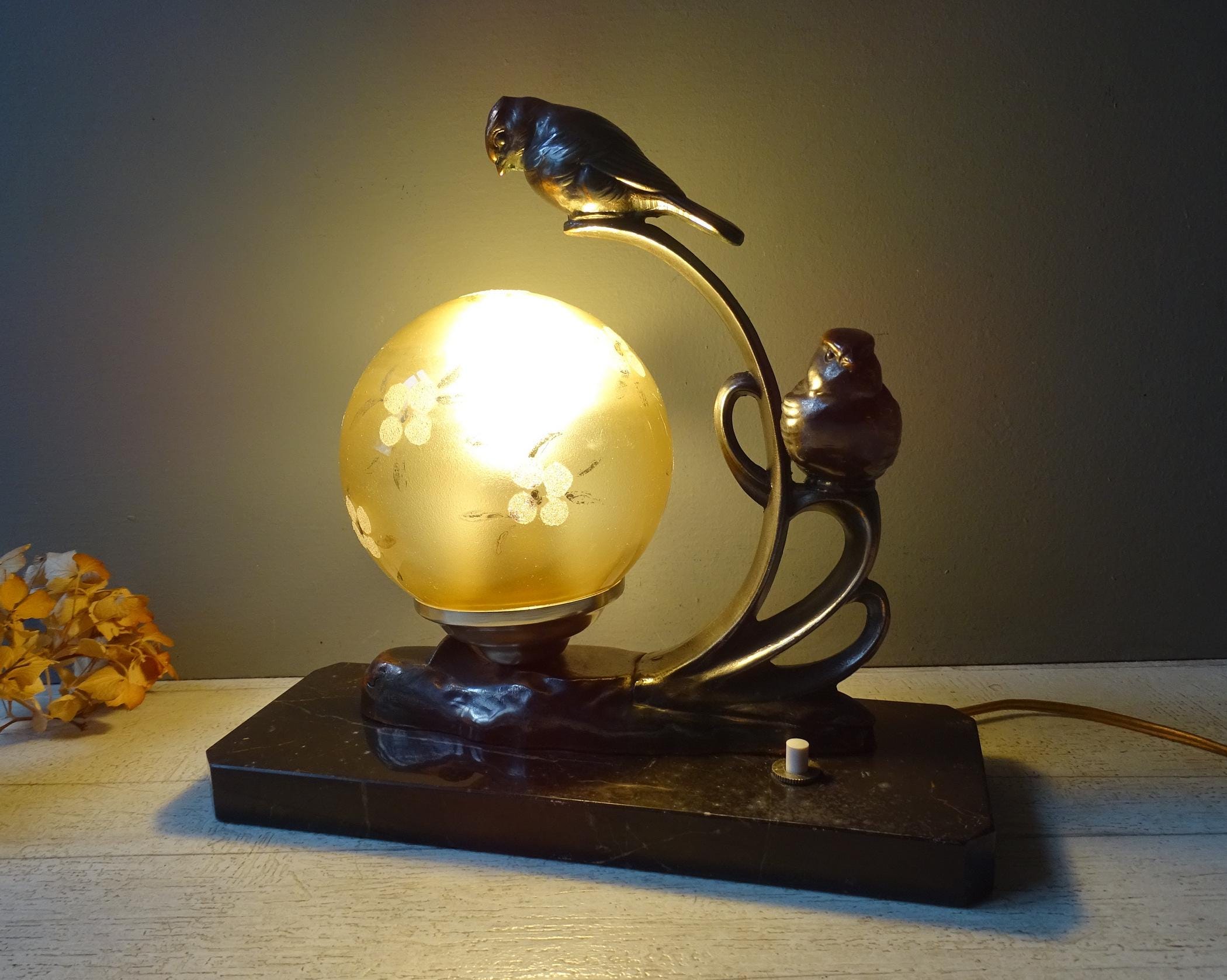 Lampe - Veilleuse - Lampe de table chambre - Illustration d'un oiseau