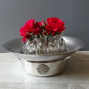 CARVEN Parfum Flower Holder,by Bancelin Silversmith/Crystal and Silver Plated Metal Flower Holder/Carven Parfum Bowl.