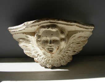 Antique French  Cast Iron  Wall Planter,1800s,Winged Angel.