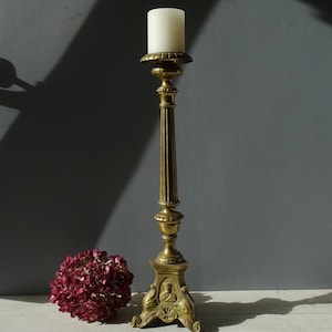 Large Antique French Bronze Church Altar Candelstick/Old Church Candle Spike.