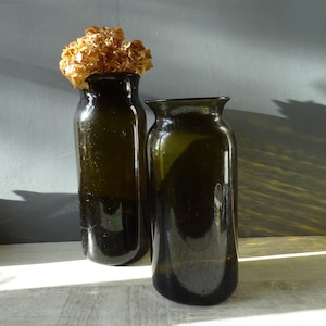 Large Antique French Truffle Jar,Green Handblown Glass.Truffle Bocal.