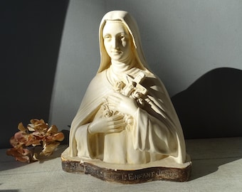 Antique French  Plaster Saint Therese de Lisieux Bust.