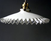 Antique French White Glass Opaline Ceiling Light,Lamp,Shade,from the 1940s,with its brass fixation.