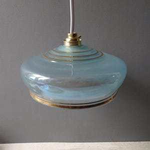 Vintage Blue Iridescent Glass Ceiling Light, Lamp./2 available