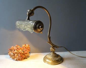 Seltene antike französische Klavier-Bronze-Lampe / Bronze-Schreibtisch-Lampe: Notar-Lampe