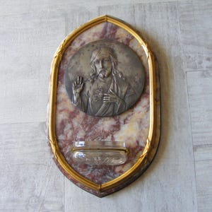 French Large Benitier,Holy Water Font ,Jesus Christ Sacred Heart.