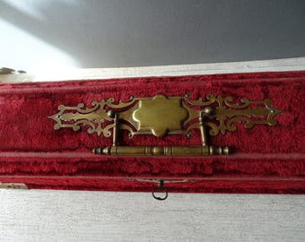 Antique Victorian Red Velvet Glove Box: Tufted Silk Interior, Key Included
