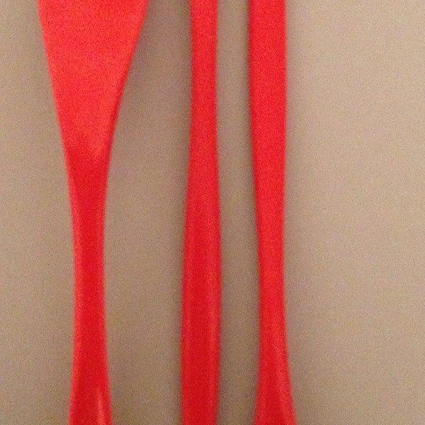 3 ROSTI Mepal in Dänemark Melamin Rosti Besteck / Geschirr / Fork / Kunststoff made in Dänemark für Hutzle Redorange