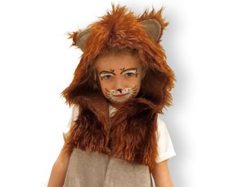 Costume de lion, prédateur, carnaval, déguisement, taille 86/92, 98/104 et 110/116, 1 1/2 -5 ans