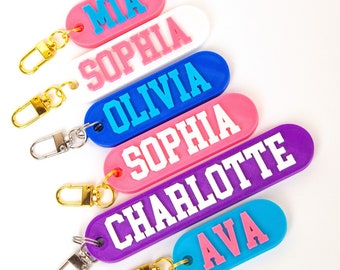 Girl Personalized Keychain, Sorority College Keychain, Birthday Bag Name Tags, Party Bag fillers, Bag Charm, Birthday Girl Charm, Big Lil