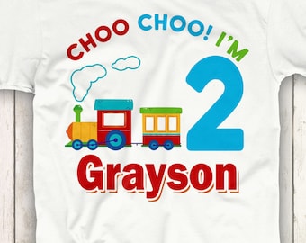 Choo Choo I'm 2 Birthday shirt. Train Party Shirt, Locomotive birthday Shirt, Train Birthday Shirt, 2nd Birthday Shirt
