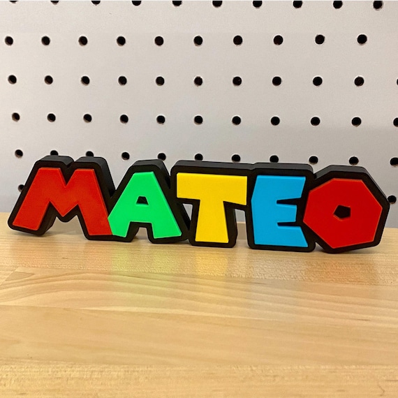 Personalized Mario Style Name Sign, Desk Name Plate, Desk Name Sign, Teacher Desk Name Sign, Gamer Room Sign,  Boys Room Sign, custom name