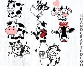 Cute Cow SVG, PNG Bundle Cricut Silhouette Cow Cut Files, Calf, Heifer , Layered svgs, DXF Files, Farm Animals Digital Download