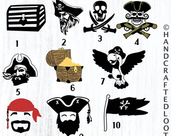 12 Pirate PNG, SVG, DXF Files Bundle, Clipart, Pirate Cricut Silhouette Cut Files, Svg Design Bundle Set, Layered Svgs, Digital Download