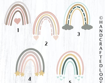 Boho Rainbow SVG Files, PNGS, Cricut Silhouette Rainbow Cut Files, Rainbow SVG Bundle Set, Layered svgs, Dxf Files, Digital Download