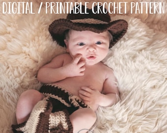 Baby Cowboy Outfit Crochet Pattern, Newborn Photo Prop Crochet Pattern, Cowboy Cowgirl Hat Boots Outfit Crochet Pattern PDF Instant Download