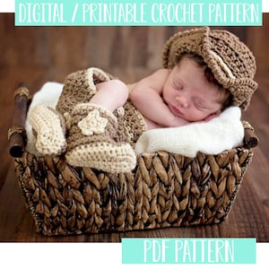 Cowboy Cowgirl Outfit For Baby Crochet Pattern, Newborn Photo Prop Crochet Pattern,  Hat Boots  Outfit Crochet Pattern PDF Instant Download