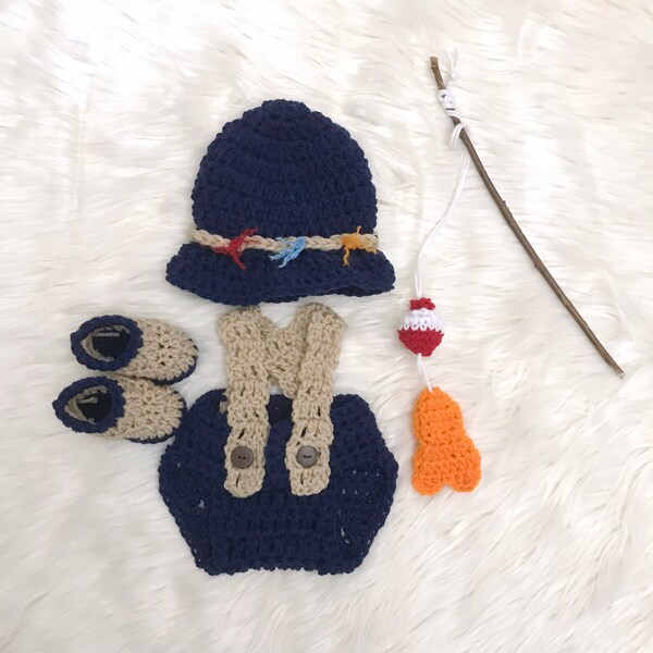 Gone Fishing Photo Prop Baby Fishing Hat Newborn Fishing Outfit Fishing Set Fishing Costume For Baby Photography Prop Fly Fishing Navy