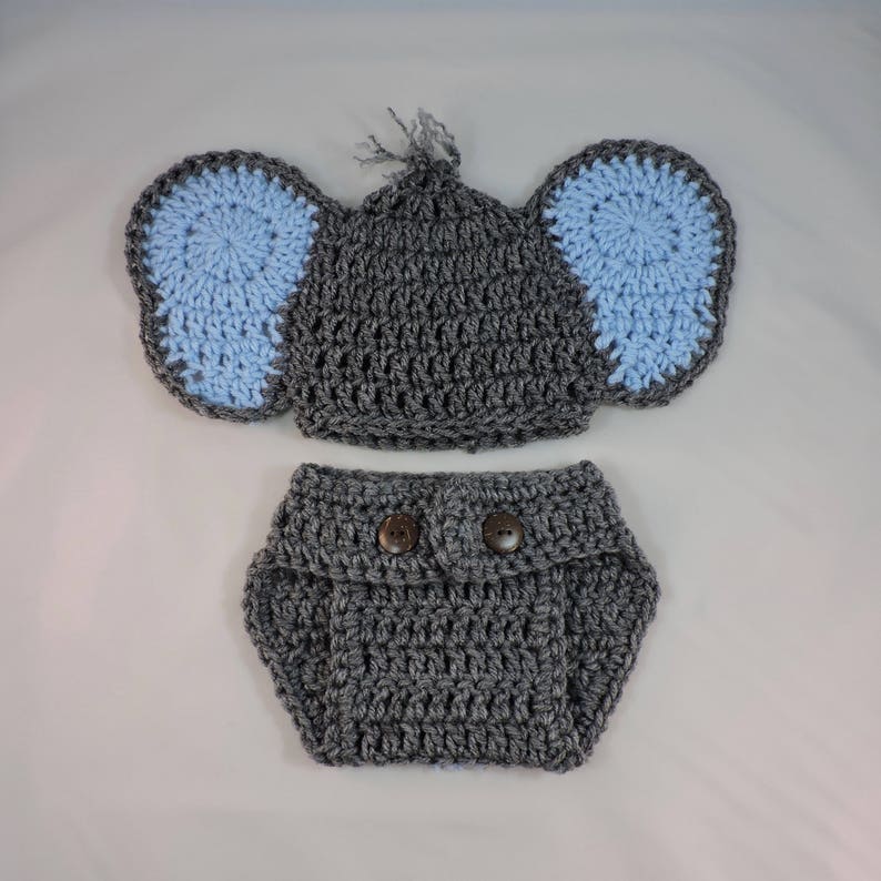 Newborn Elephant Outfit Hat Diaper Cover Crochet Baby Elephant Outfit Baby Crochet Baby Elephant Costume Photo Prop Elephant Boy Newborn