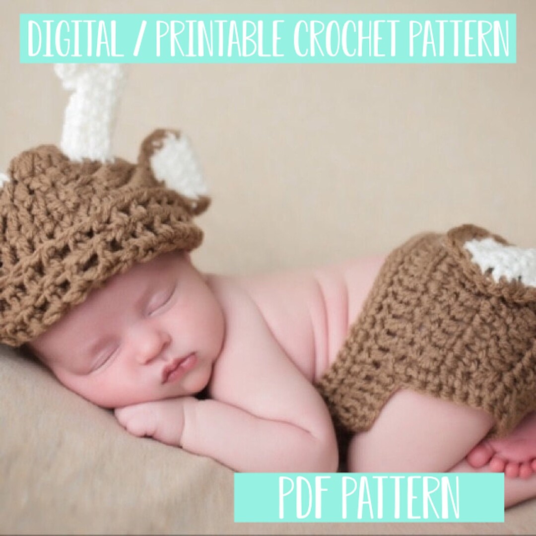 Baby Deer Hat with Diaper Cover Crochet Deer hat and Diaper Cover Baby Animal outfit Dark Brown Deer Outfit