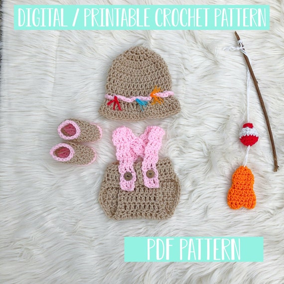 Baby Girls Fishing Outfit Crochet Pattern, Newborn Photo Prop Crochet  Pattern, Girls Coming Home Outfit Crochet Pattern PDF Instant Download 