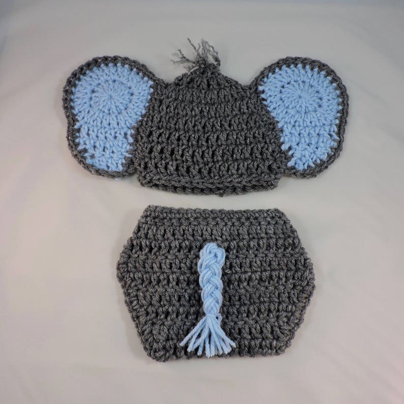 Newborn Elephant Outfit Hat Diaper Cover Crochet Baby Elephant Outfit Baby Crochet Baby Elephant Costume Photo Prop Elephant Boy Newborn