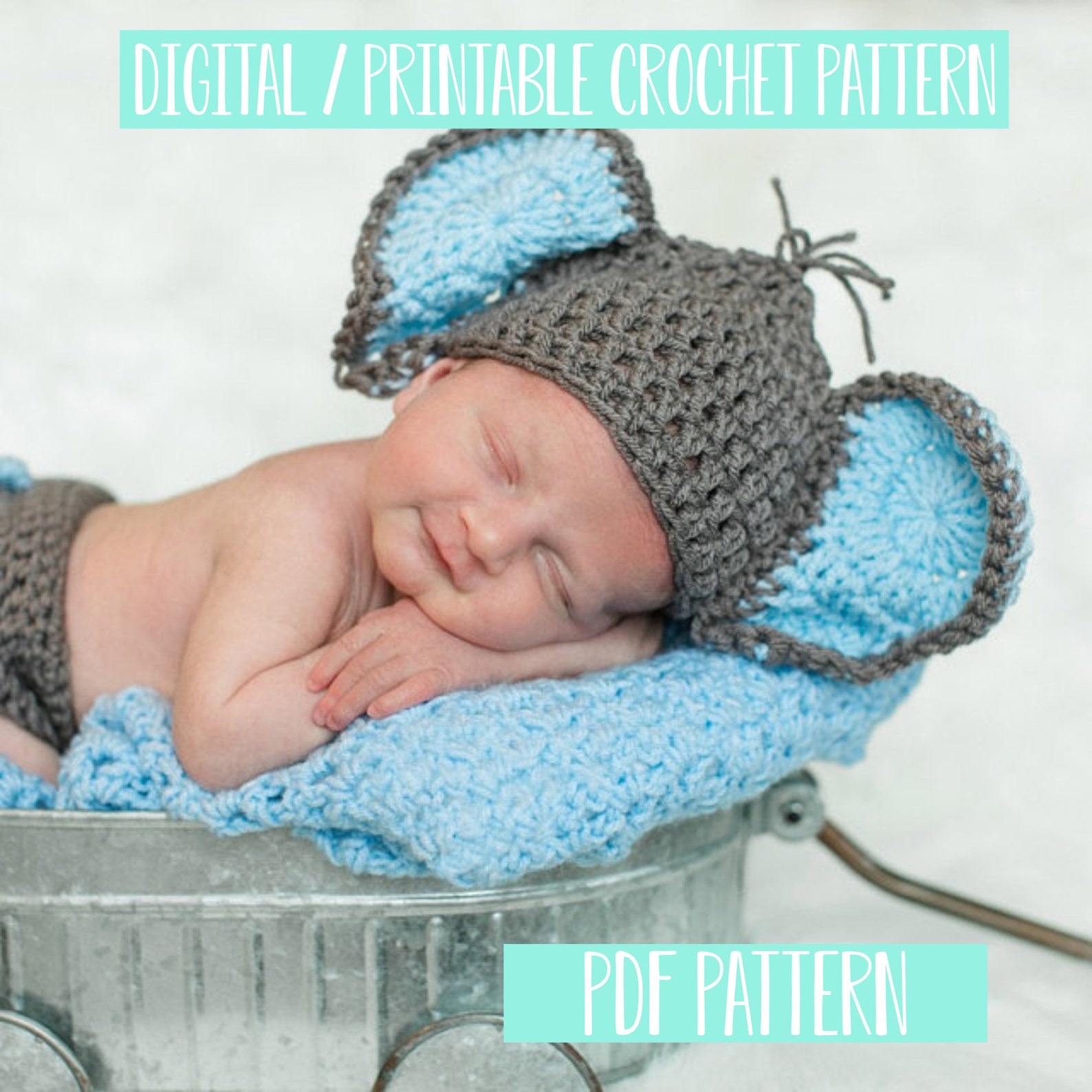 Baby Elephant Outfit Crochet Pattern Newborn Photo Prop Etsy
