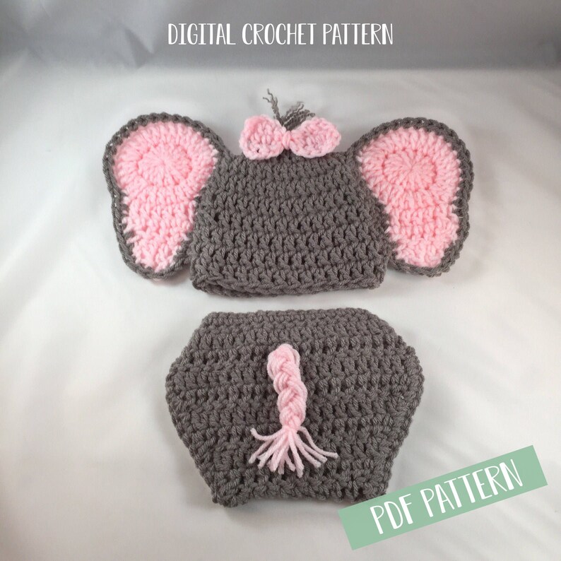 Baby Girl Elephant Outfit Crochet Pattern Newborn Photo Prop Etsy