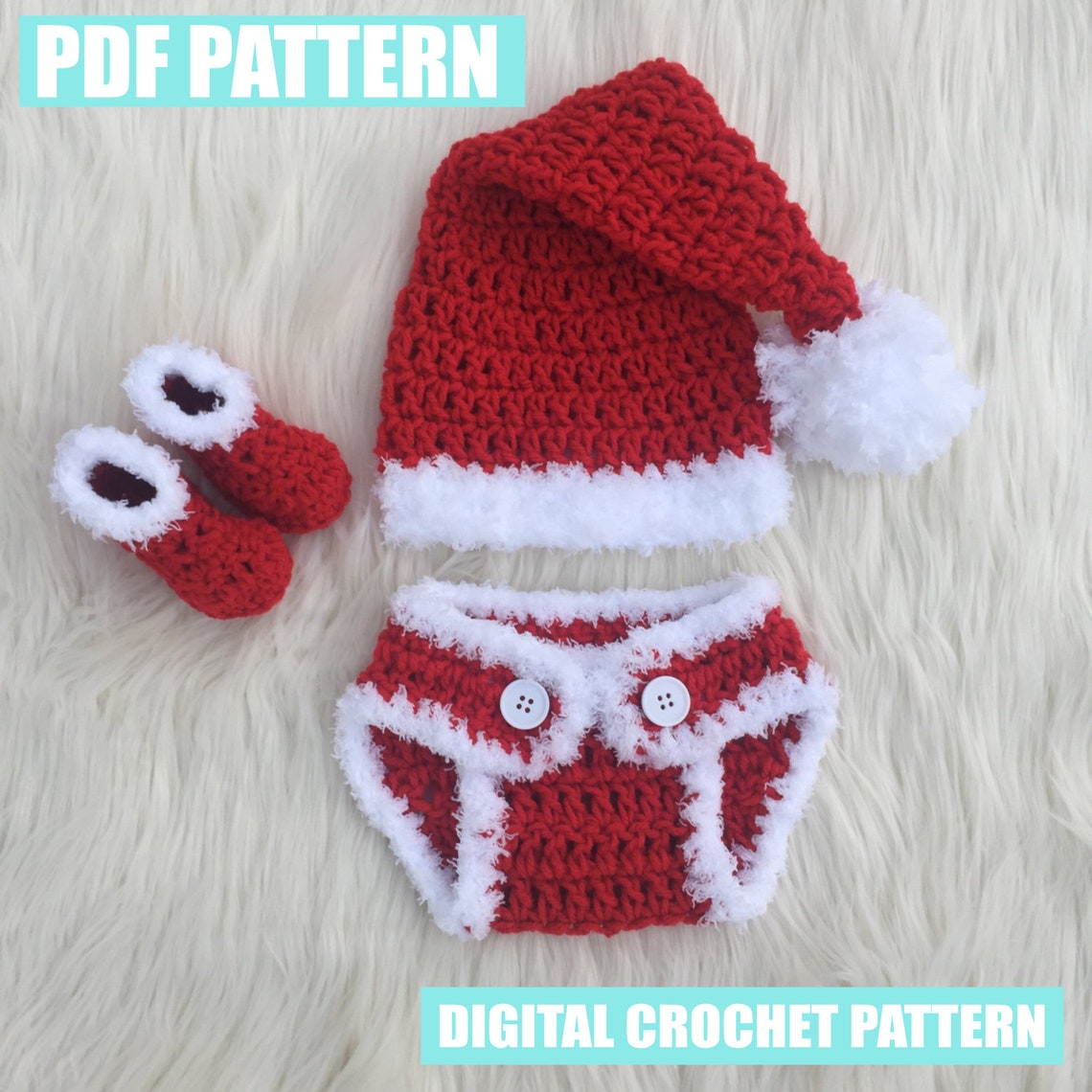 Easy Baby Santa Outfit Crochet Pattern, Newborn Photo Prop Christmas ...
