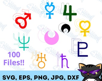 Original Planetary Symbols SVG | Vinyl, PNG, Clipart, JPG, Dxf, Cut File, Die Cutting, Cricut, Silhouette, Anime, Planets