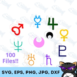 Original Planeten Symbole SVG | Vinyl, PNG, Clipart, JPG, Dxf, Schneidedatei, Stanzen, Cricut, Silhouette, Anime, Planeten