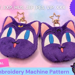 ITH DIGITAL PATTERN 4x4 - Moon Kitty Plush Keychain - 2 Moon Variations | Instructions Included