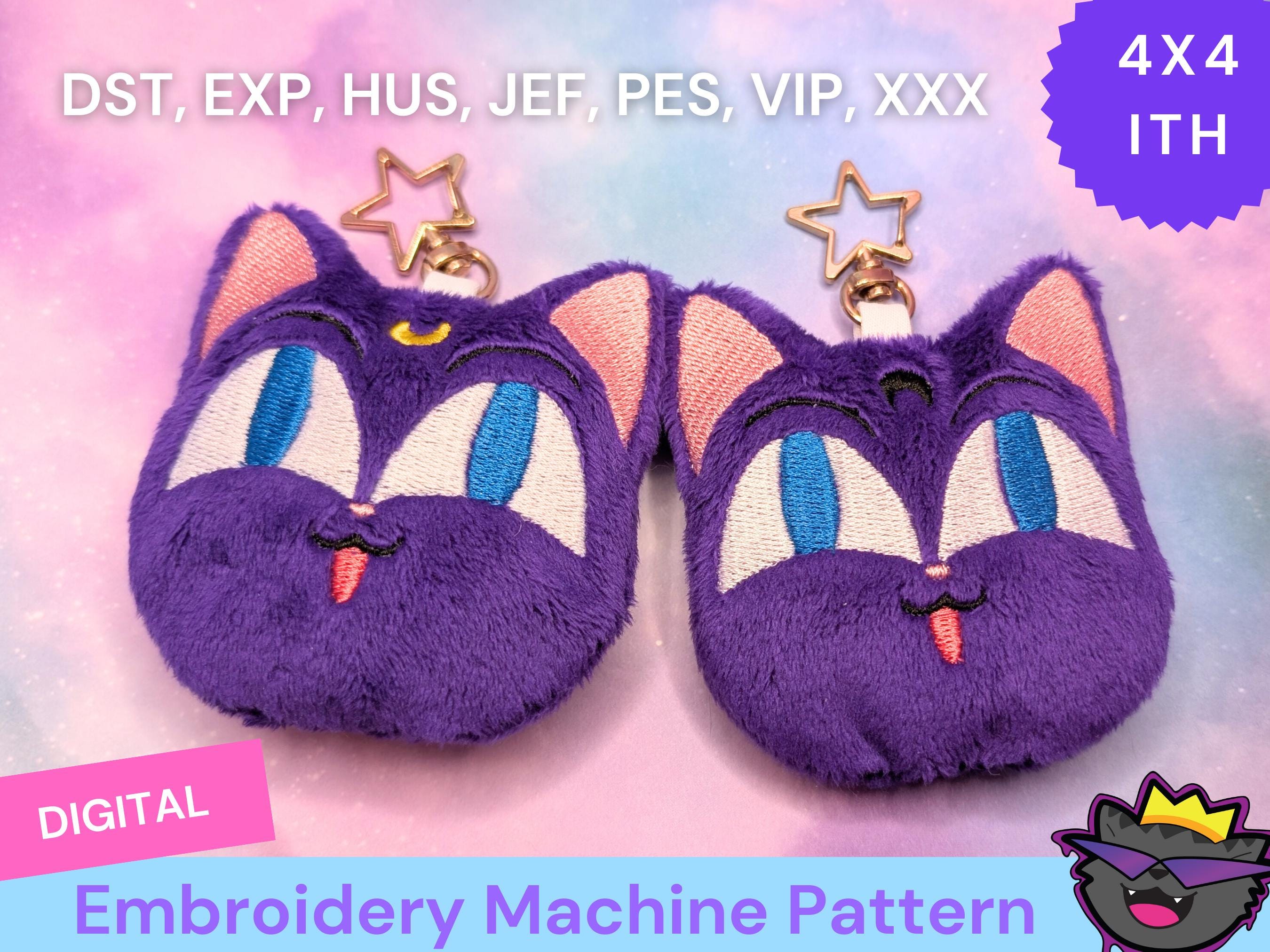 ITH DIGITAL PATTERN 4x4 - Moon Kitty Plush Keychain - 2 Moon Variations | Instructions Included