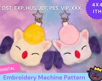 ITH DIGITAL PATTERN 4x4 - Ffxiv Moogle Plush Keychain | Instructions Included