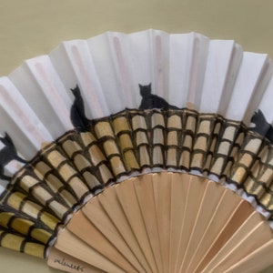Wooden cats Hand made painted hand fan