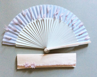 Hand made handfan with silk case "Pink petals" with fan cover